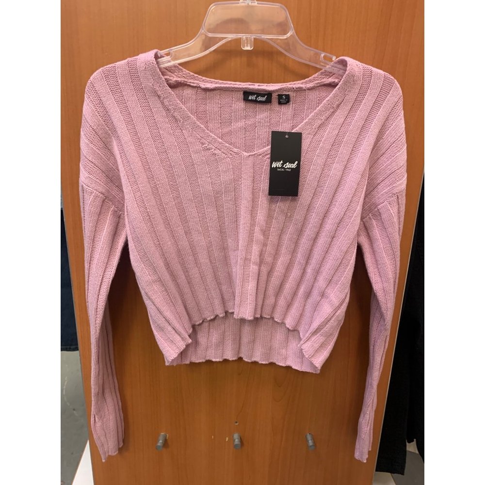 Wet Seal Fragrant Pink Size Small women's Long sleeve Sweater cropped top NWT